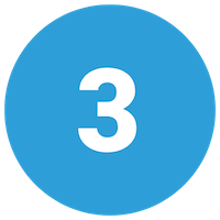 Blue circular button with the number 3 in white.