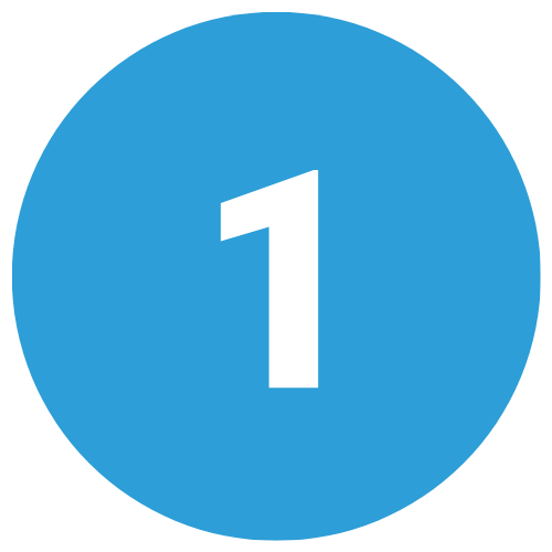 Blue circular icon with the number one in white text in the center.