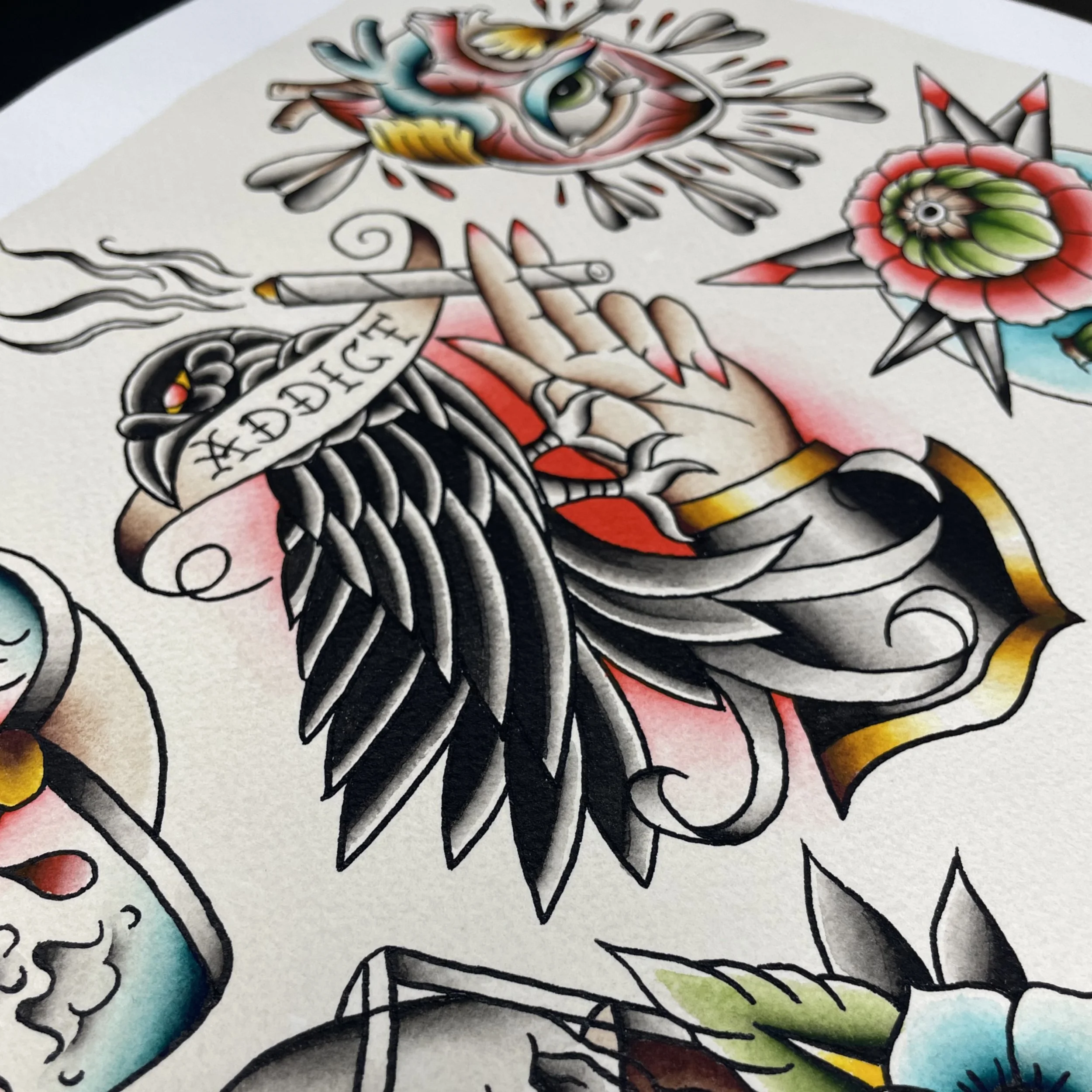 Addiction Traditional Tattoo Flash Print