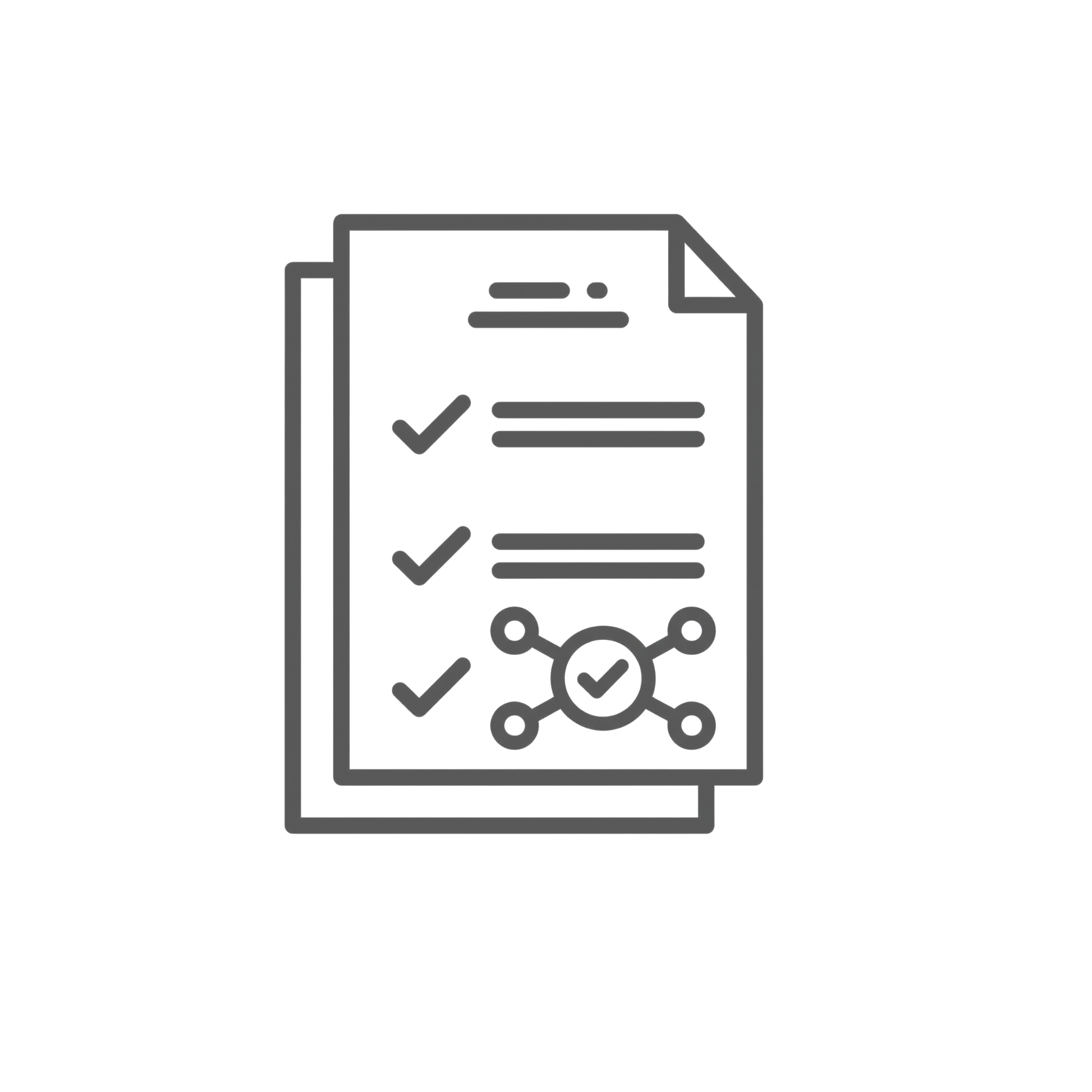 Outline of a checklist on a smartphone screen with checkmarks and interconnected nodes.