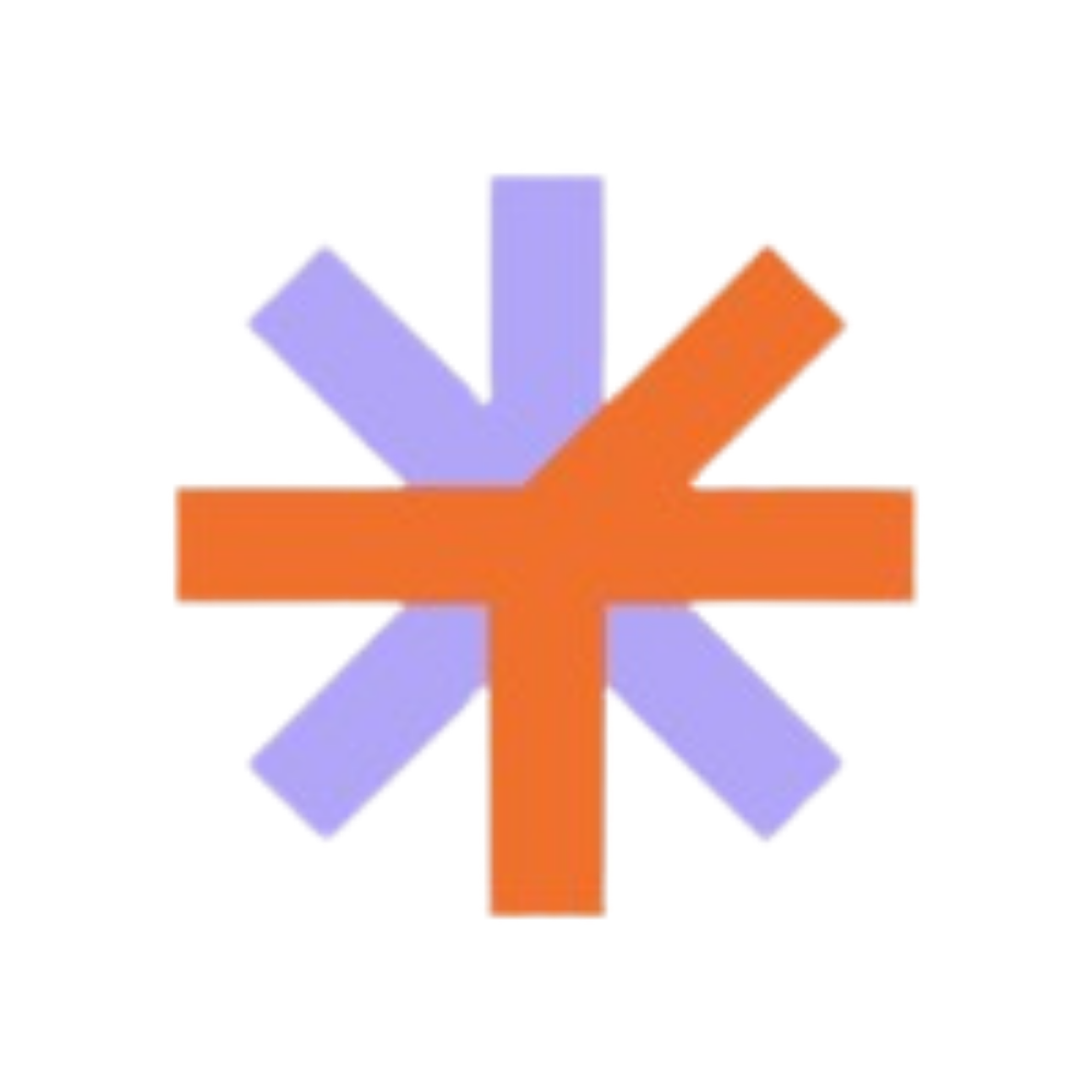 A multi-colored star-shaped graphic with orange and purple segments against a black background.