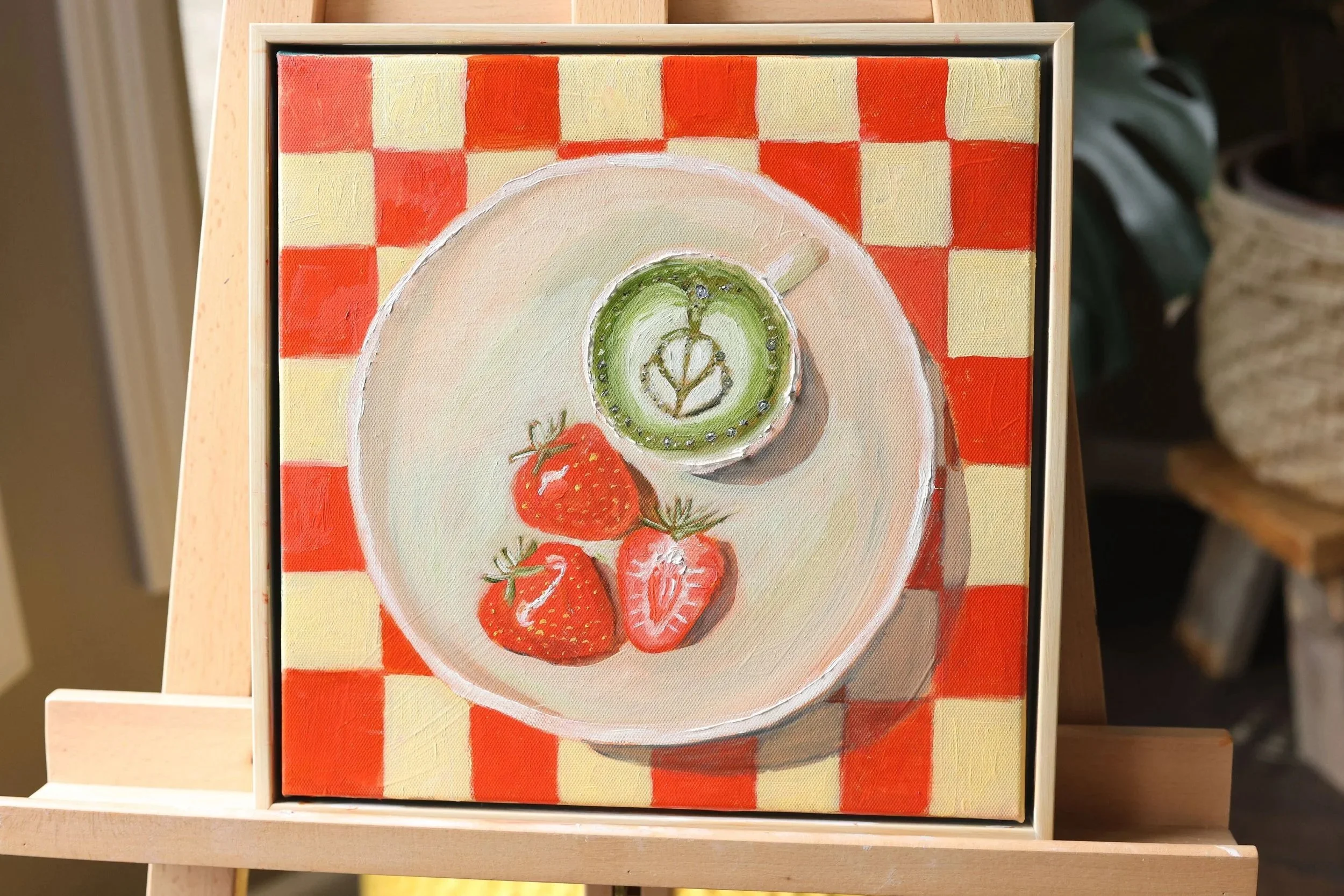 Strawberry Matcha Moment II Original Oil Paint