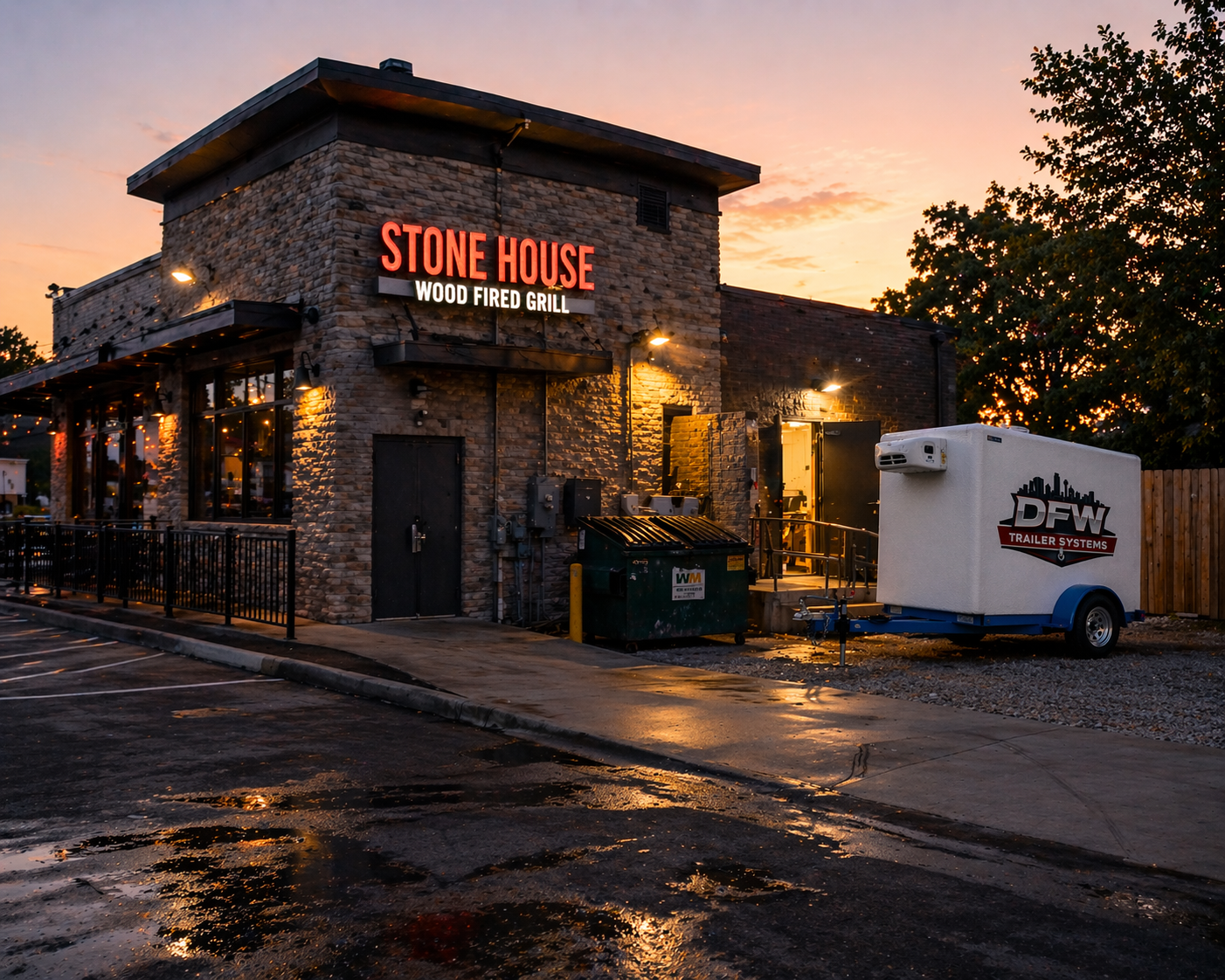 Emergency freezer trailer rental at a restaurant in North Texas
