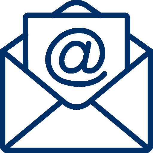 Outline of an envelope with a letter inside featuring a large 'at' symbol, representing email or electronic communication.
