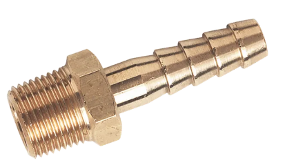 Brass barbed hose fitting with threaded end