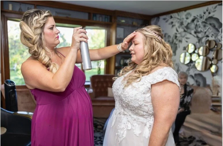 That one time I stood up in my friend&rsquo;s wedding and did all the hair while being 8 months pregnant! Had such a blast though!!
