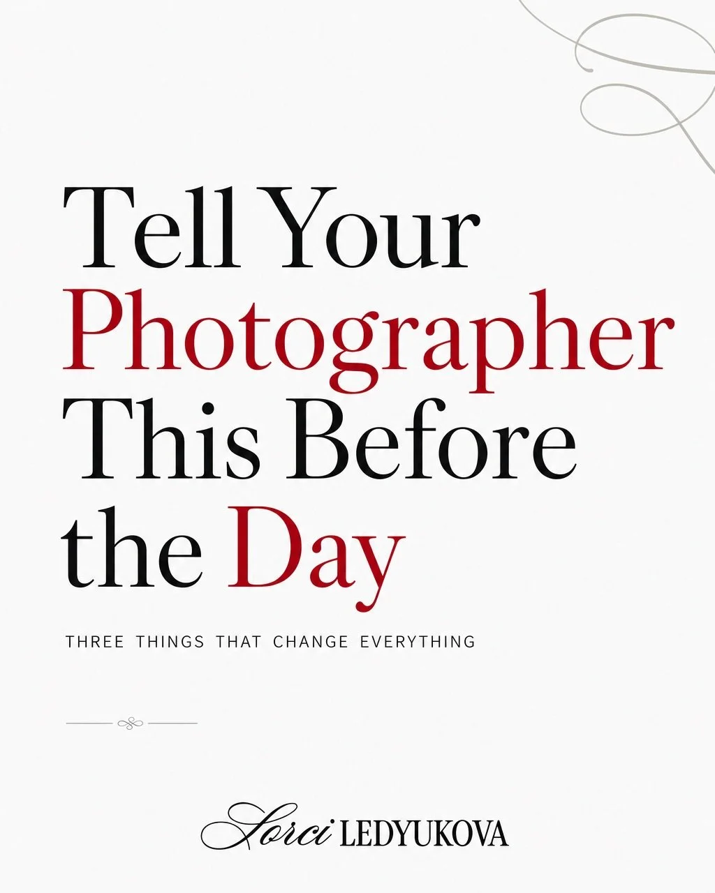 Most couples brief their photographer on the timeline. Almost none mention the three things that actually shape the photos.

The grandparent who rarely smiles. The part of the day you&rsquo;re quietly dreading. The feeling you want to remember, long 