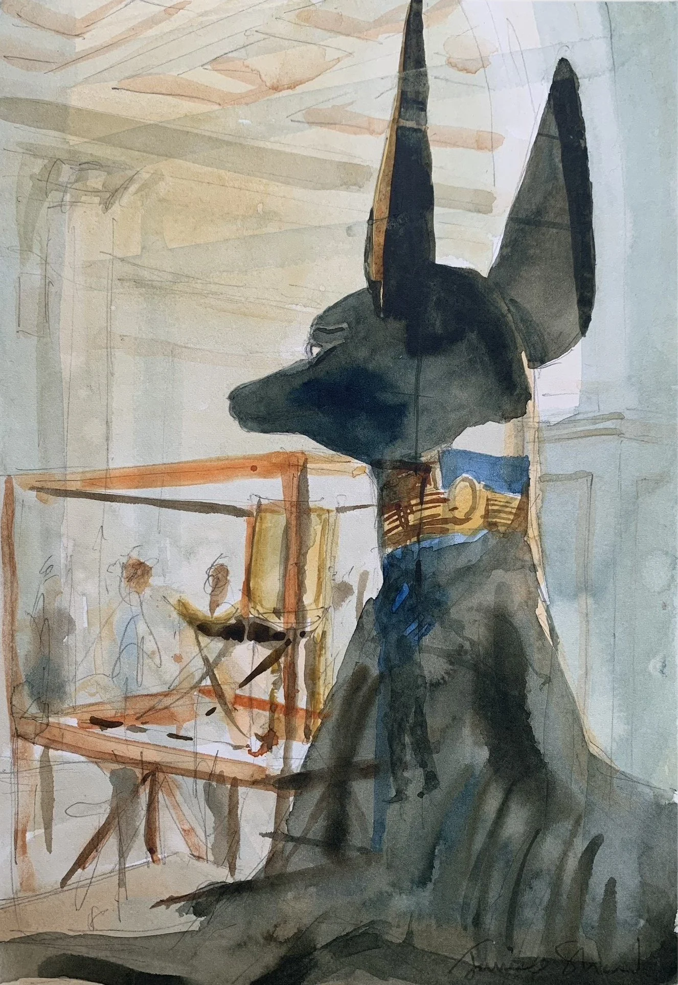 Anubis observing tourists in the Cairo museum