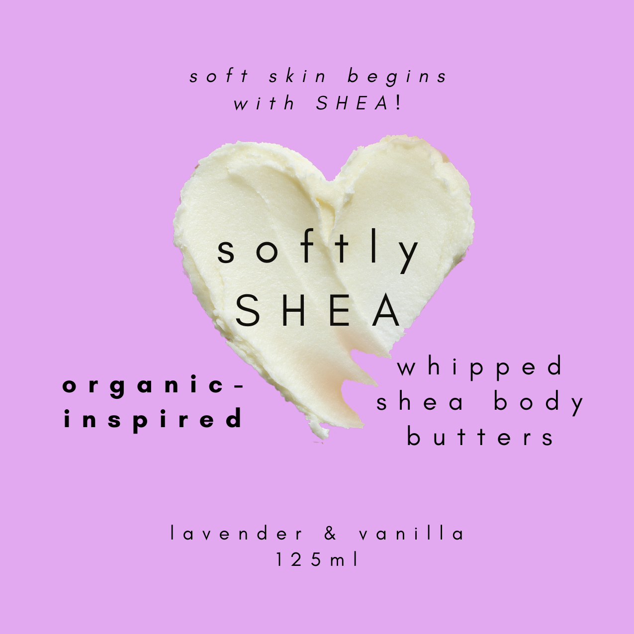 lavender & vanilla organic whipped shea body butter (125ml)