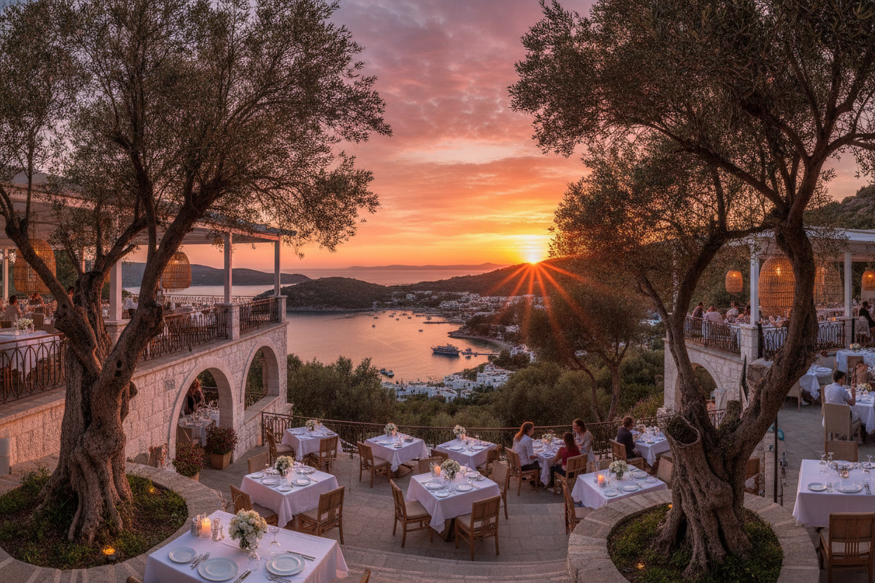 Fresh Mediterranean meals prepared and served on the deck of a luxury yacht in Bodrum, featuring seafood, vegetarian dishes and customized dining for every guest.