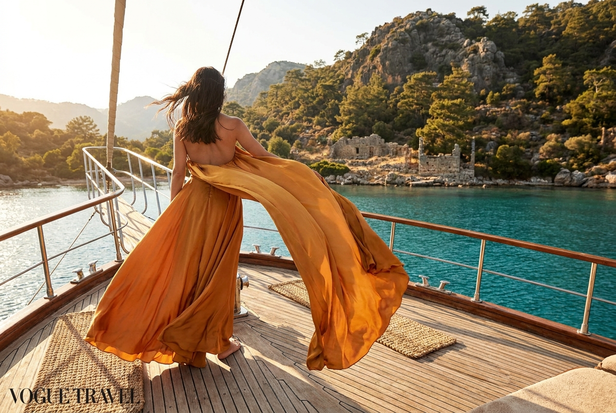 Luxury yacht cruising from Bodrum to Orak Island and Aquarium Bay, showcasing crystal-clear turquoise waters, snorkeling, swimming and the perfect one-day yacht charter experience.