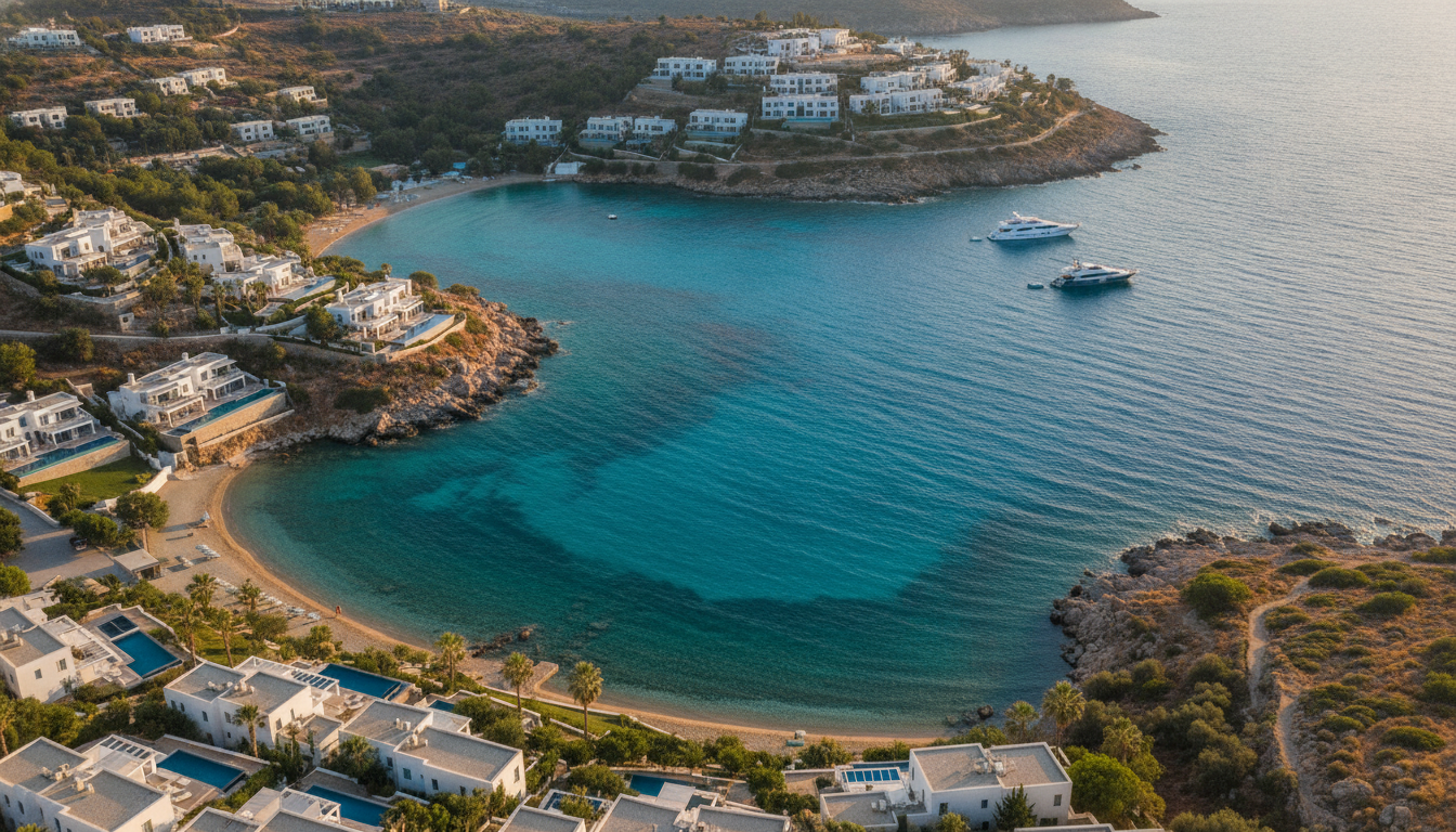 Luxury yacht cruising past Bodrum Castle and the historic coastline, revealing the region’s rich history, ancient landmarks and Aegean cultural heritage from the sea.