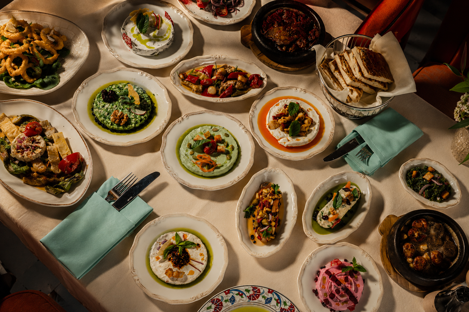 Fresh Aegean seafood, traditional Turkish mezes and seasonal fruits elegantly served on the deck of a luxury yacht during a Bodrum yacht charter.