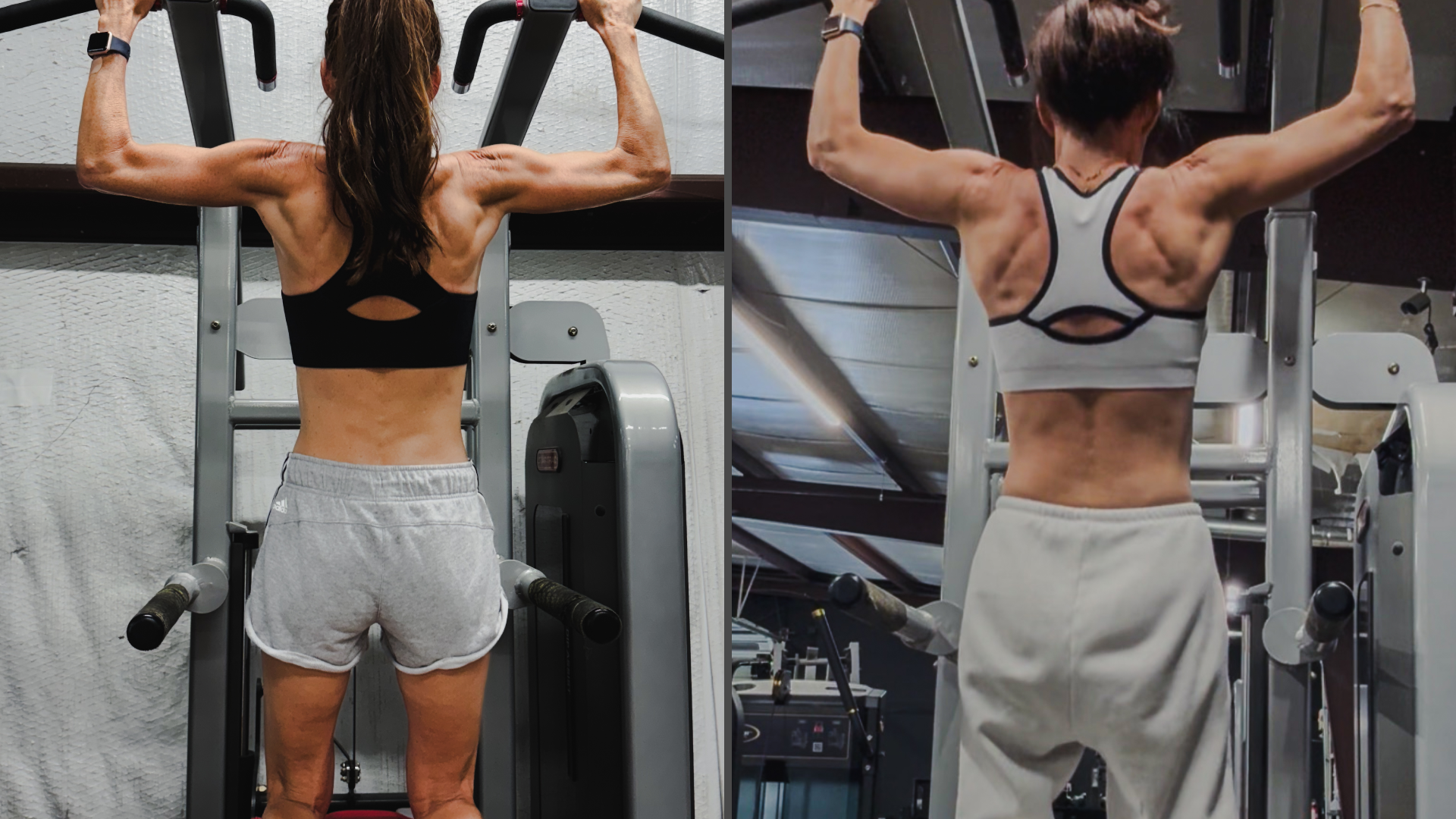 Member showing a strength training transformation in front and back poses at The Foundry Barbell in Greenville, NC
