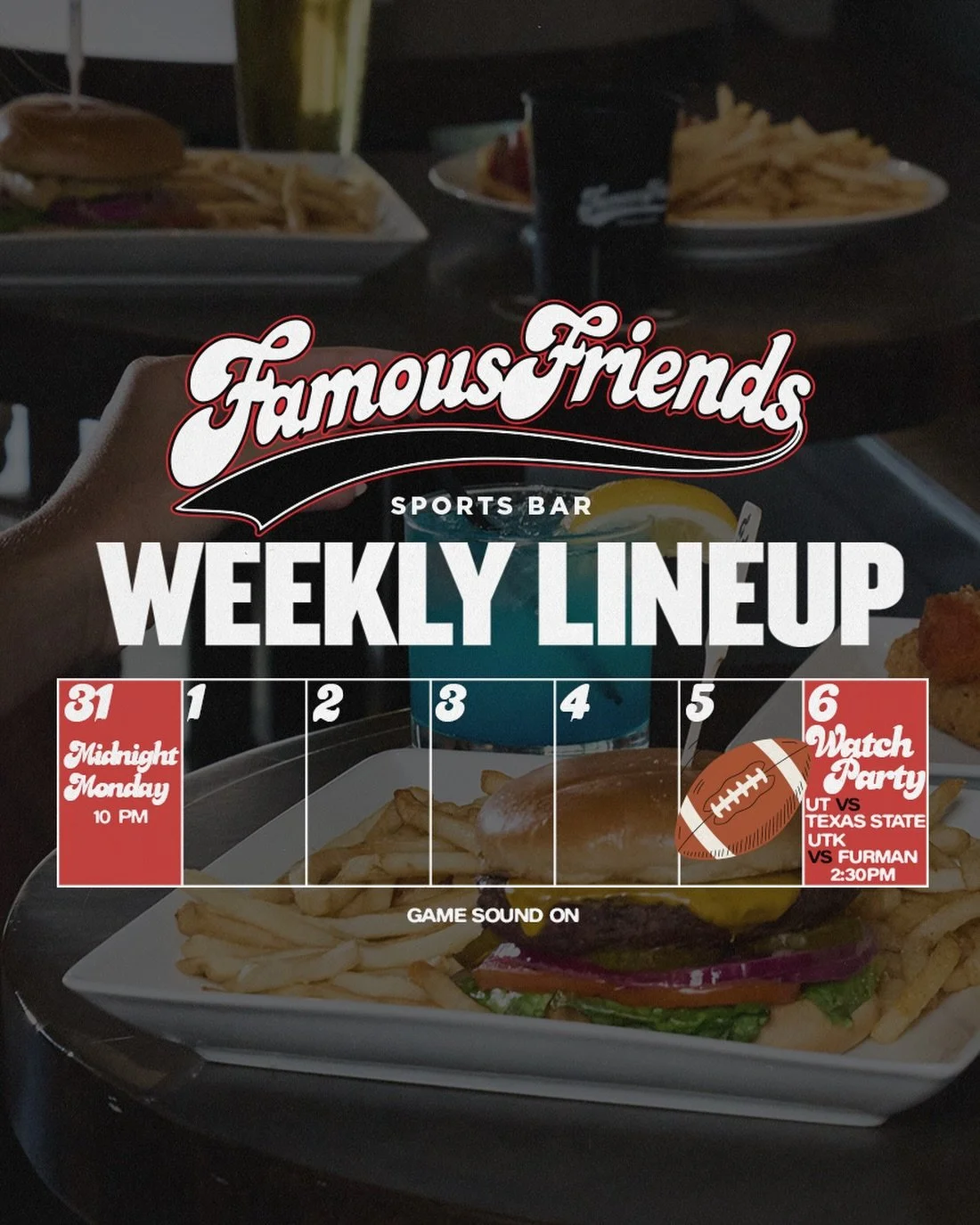 Kicking off this week&rsquo;s lineup with Midnight Monday TONIGHT from 10 &rsquo;til late 🕺🍻 and ending it with our very first Orange Only Saturday! 🏈 Catch the University of Texas and University of Tennessee games with the sound ON. Come see us!