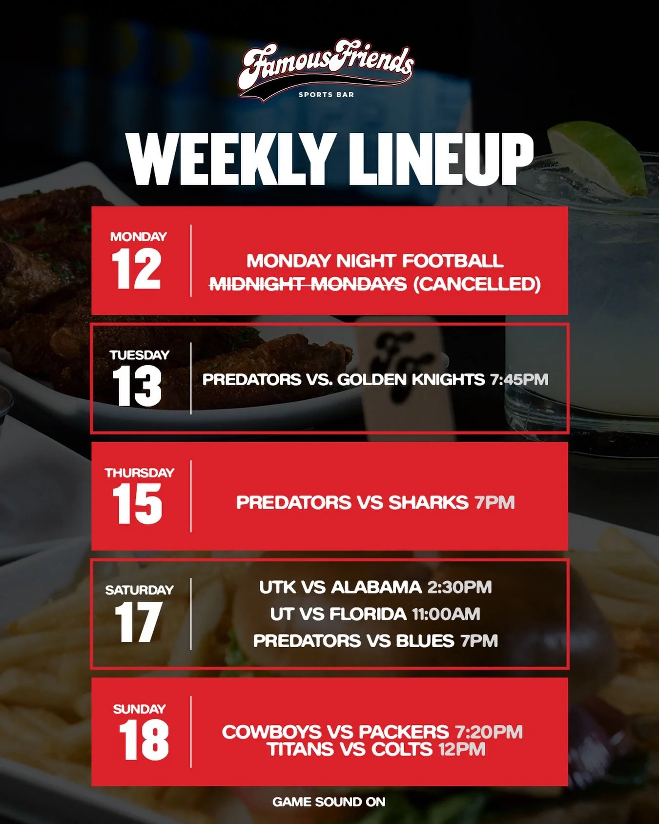 This weeks lineup is here! What are you coming to? 🍻

Midnight Mondays is cancelled this week but we&rsquo;ll see you at the next one.