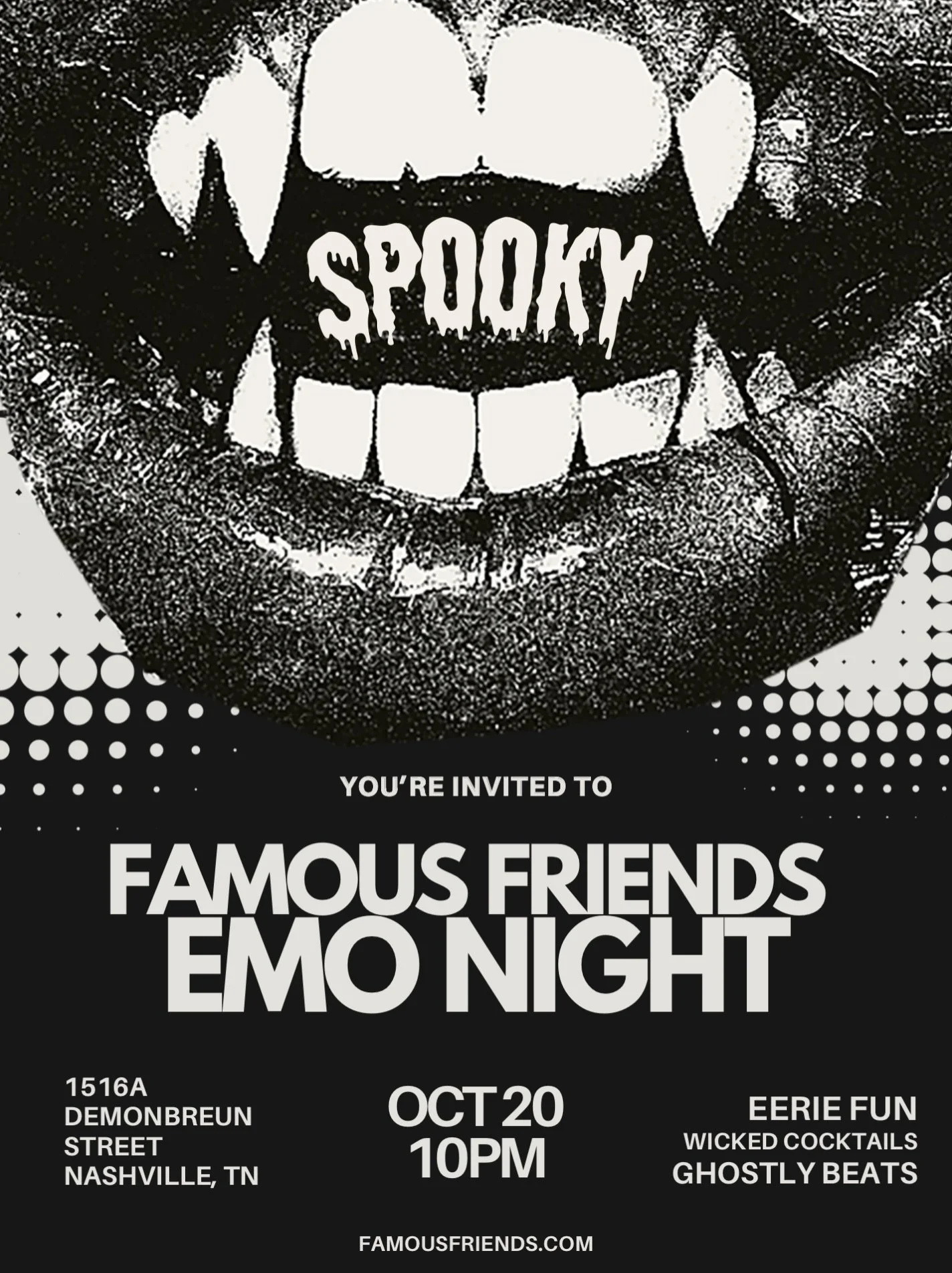 BOO! 👻 Emo Night is getting extra spooky next week. Come scream your heart out with us! 🖤