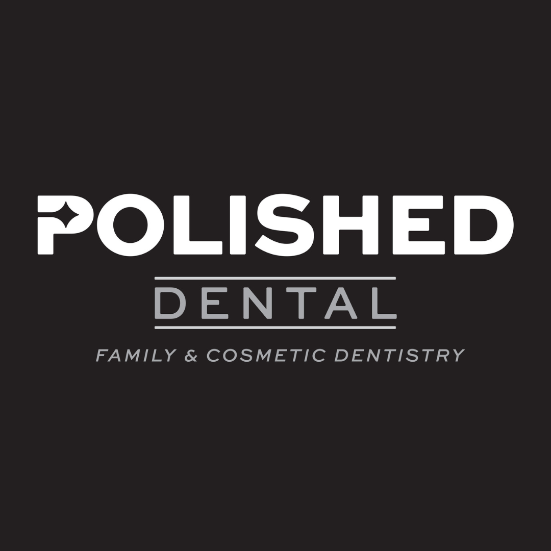 Polished Dental logo with the text 'Family & Cosmetic Dentistry' on a black background.