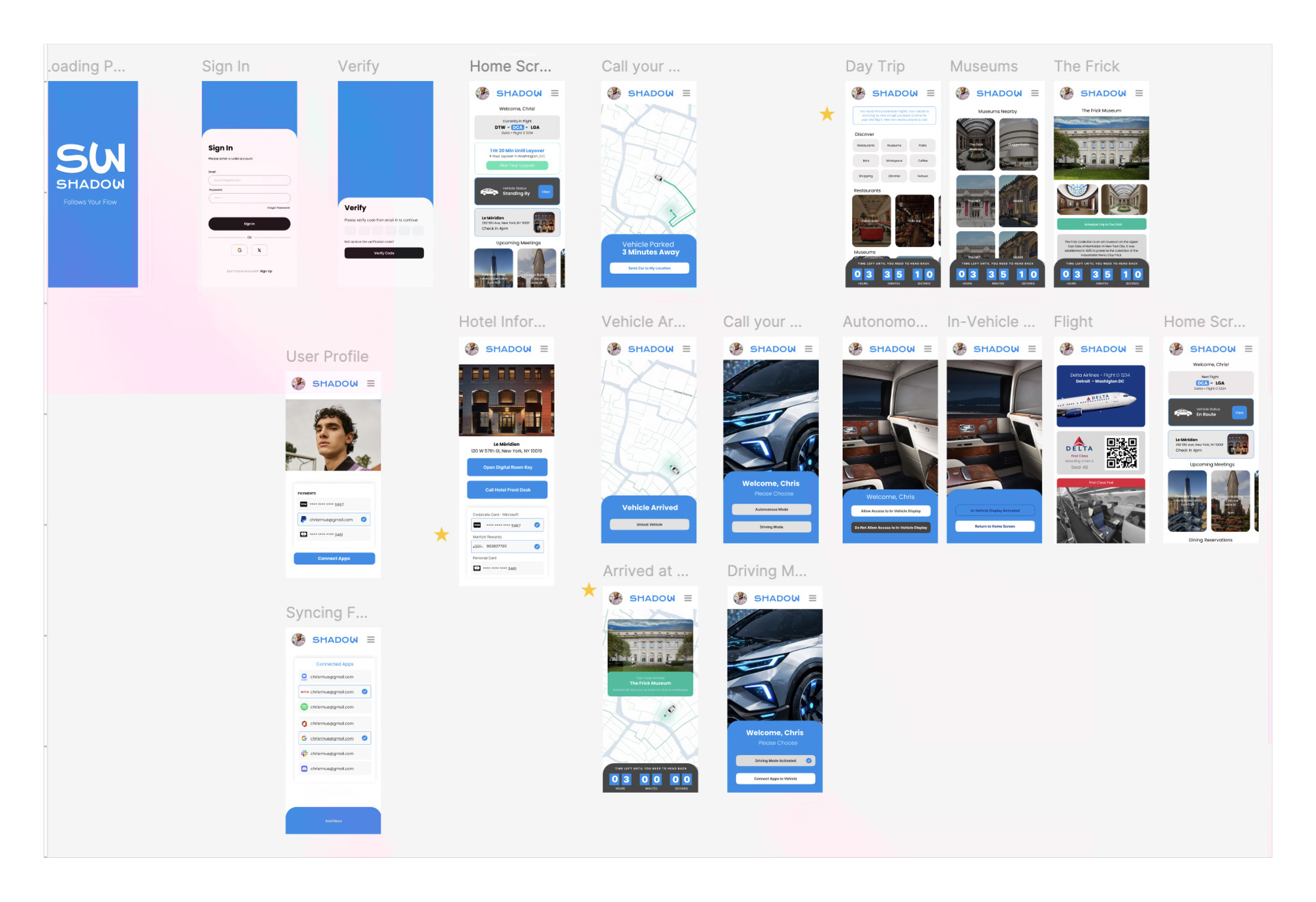 Companion app — planning and profile screens