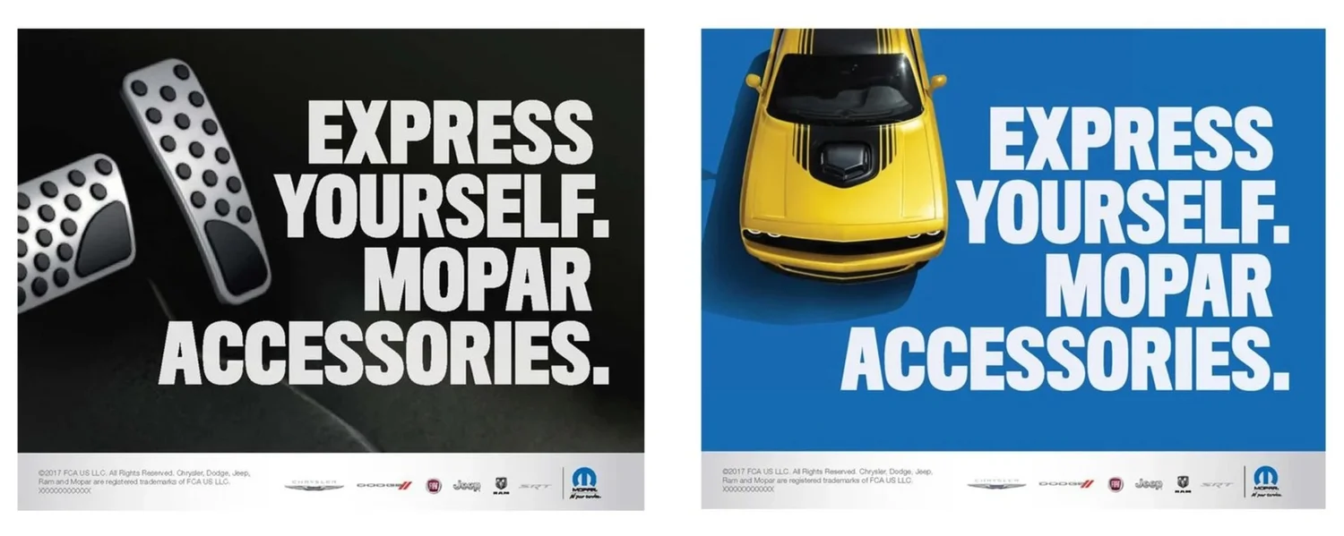 Mopar rear-view mirror window clings