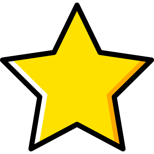 A yellow five-pointed star with a black background.