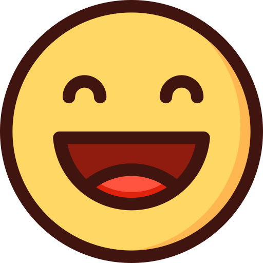 Smiling emoji face with closed eyes and open mouth.
