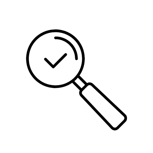 Magnifying glass with a checkmark inside