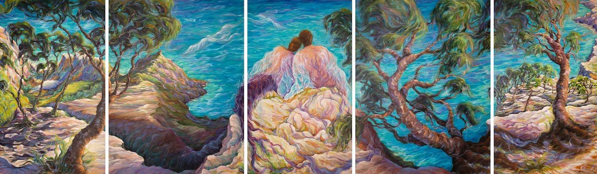 Extase cosmique | 2020 | oil on canvas | polyptych | 172 x 577 cm
