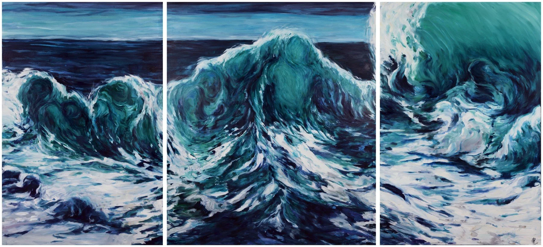 Tempete lunaire | 2016 | triptych | oil on canvas | 150 x 330 cm