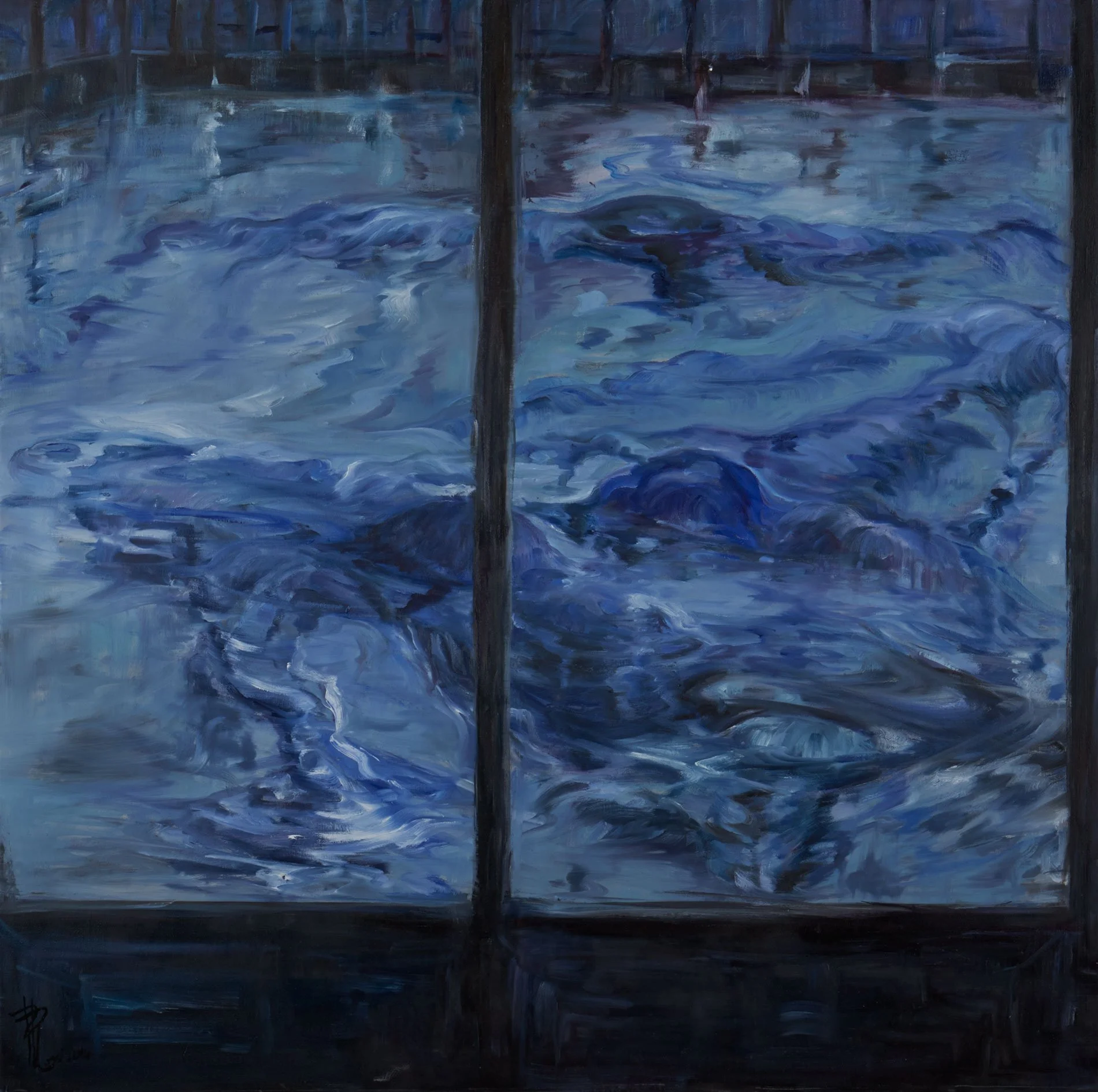 Blu notturno | 2014 | diptych - left panel | 100 x 100 cm