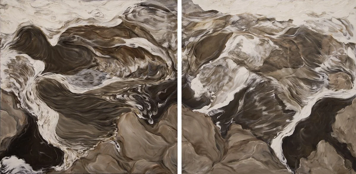 Vertigine bianca | 2020 | diptych | mixed media on canvas | 100 x 200 cm