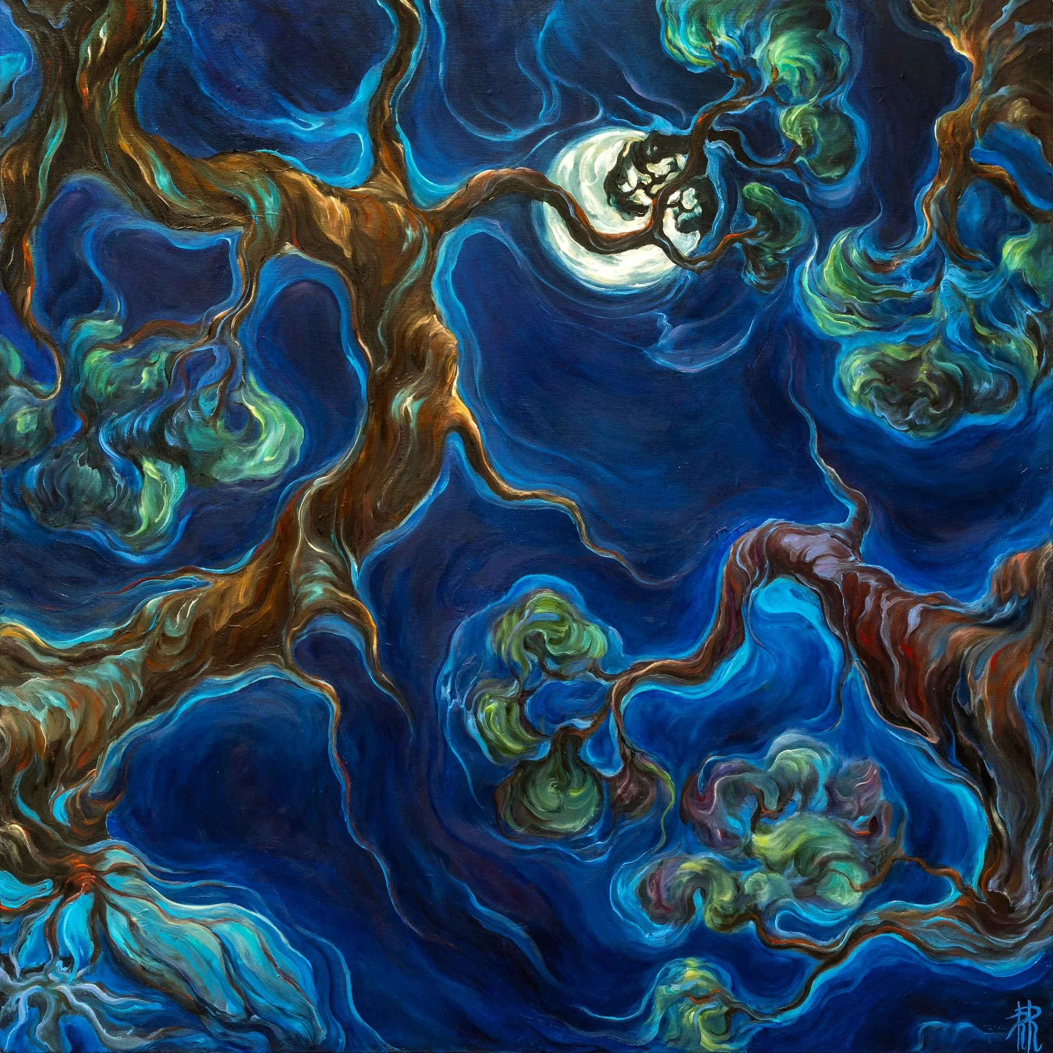 La folie des synapses | 2024 | oil on canvas | 100 x 100 cm