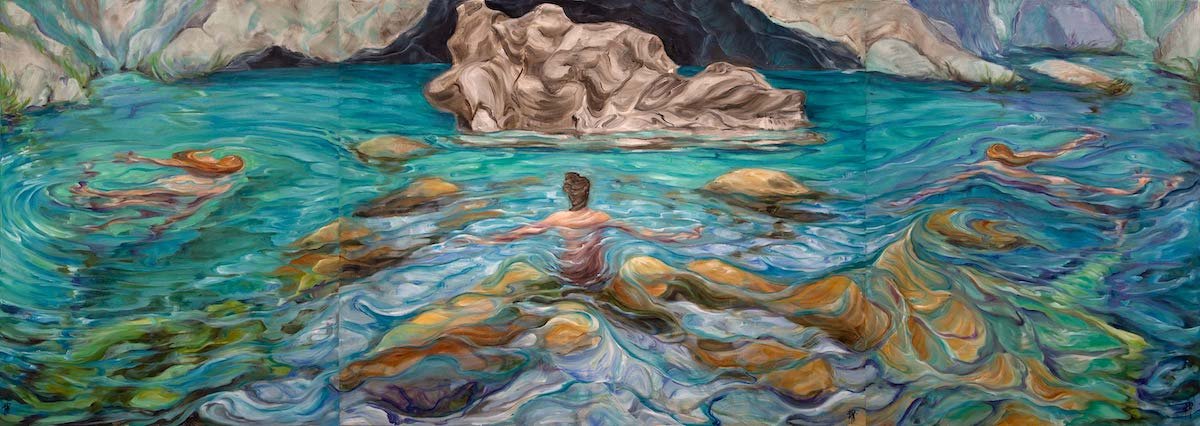 Il bagno delle dee | 2020 | triptych | oil on canvas | 100 x 280 cm 