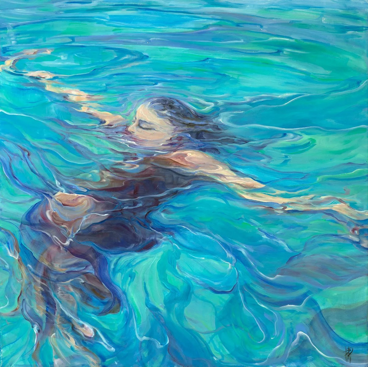 La funambule aquatique | 2019 | oil on canvas | 100 x 100 cm