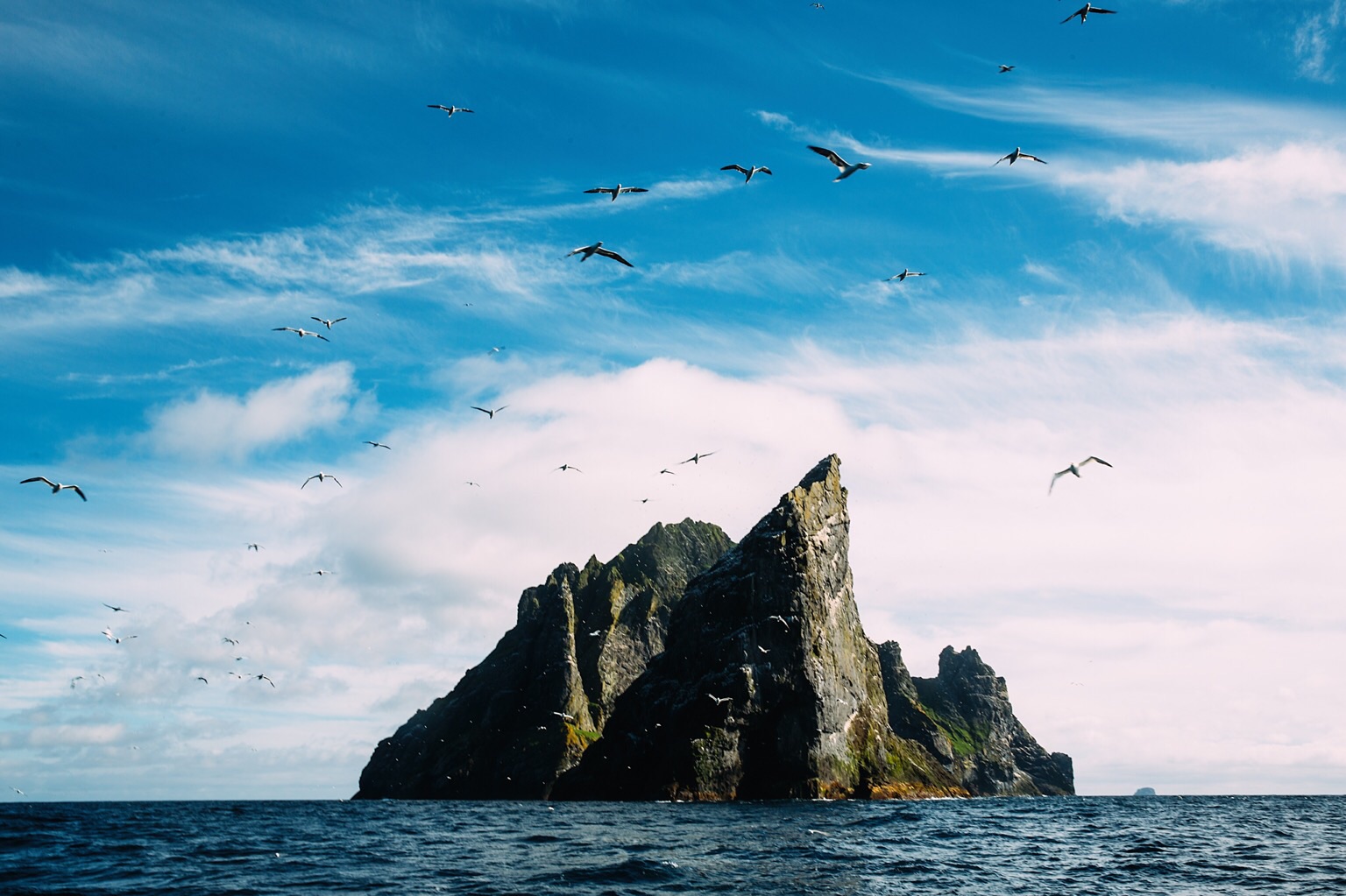 Stac An Armin in the foreground with Boreray behind. This is around 5 miles from Hirta, a distance covered by native St Kildans in rowing boat, across the open Atlantic. I thought our boat was rough! This isn't a spot the tour boat usually visits, b…