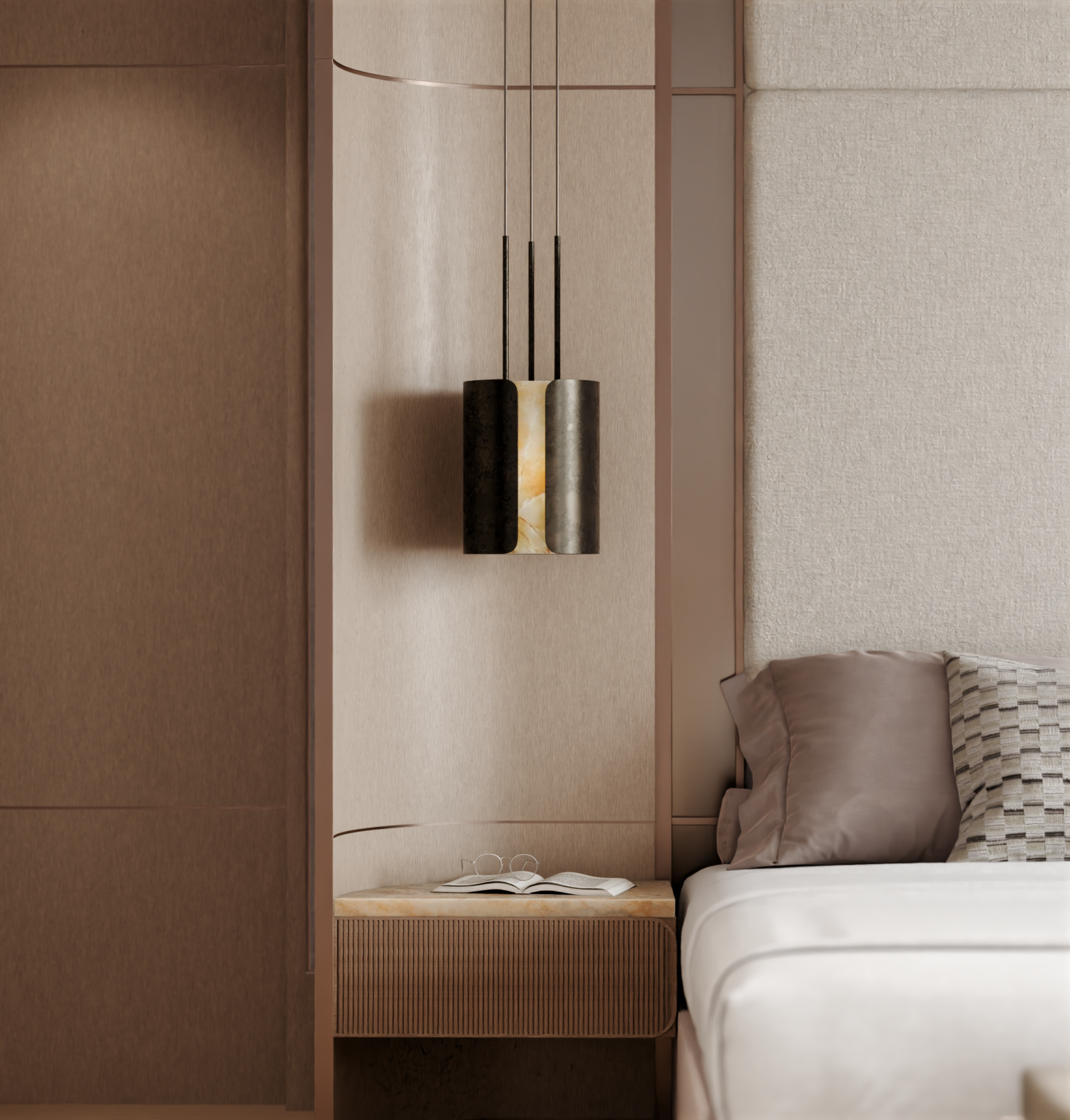 An detail on the bedroom's finishes