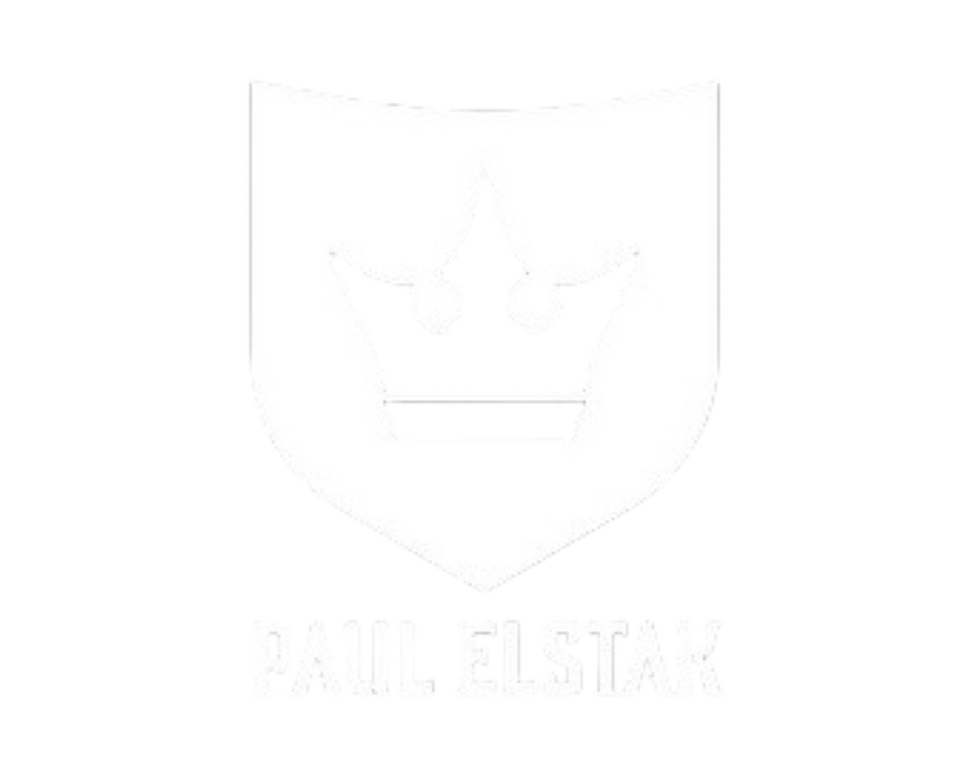 Een wit badge met een zwart schematische leeuwenkop en een kroon erin, en de tekst 'DALESTAK' eronder.