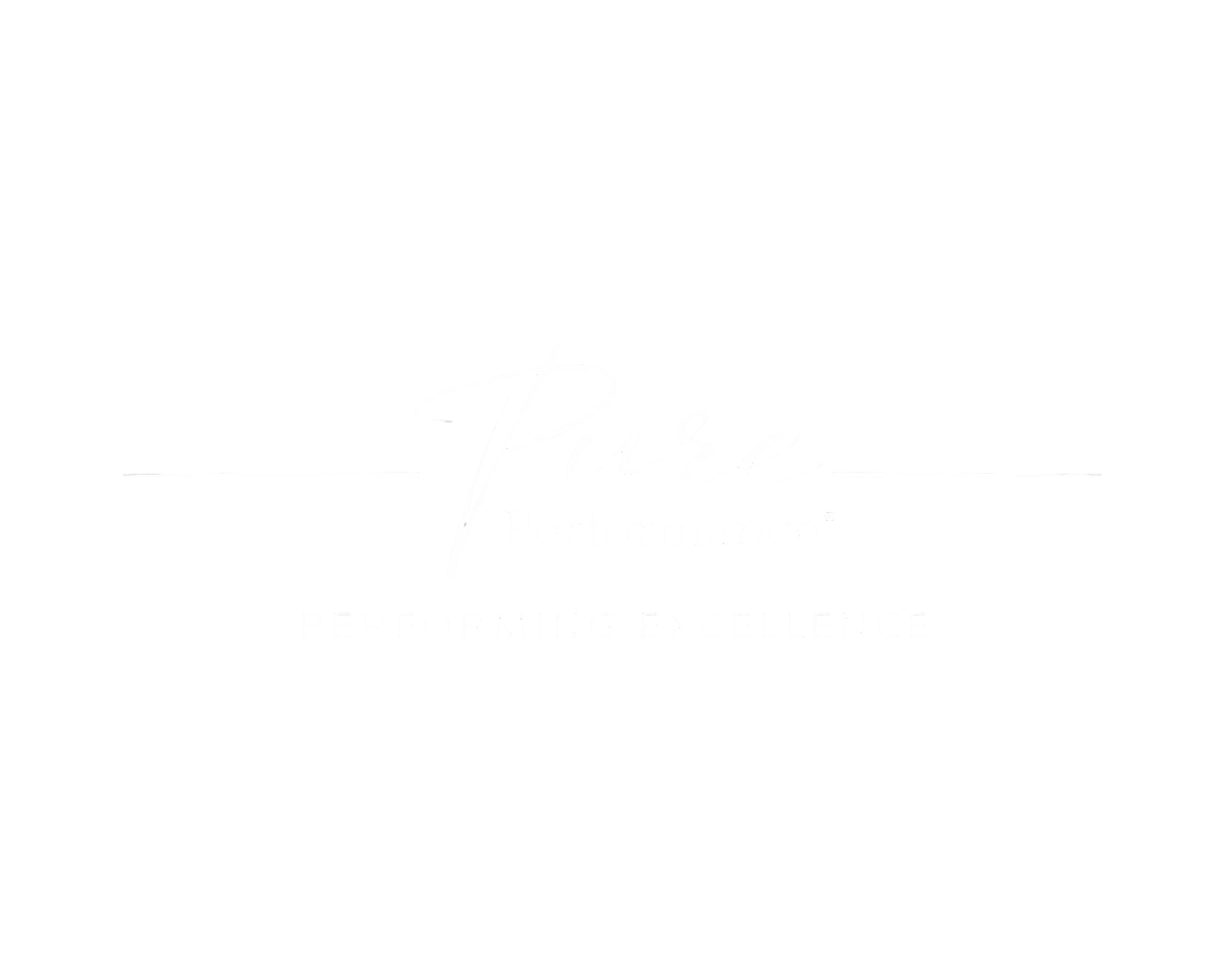 Logo met de woorden 'Pure Performance' en de tagline 'Performing Excellence' op een zwarte achtergrond.