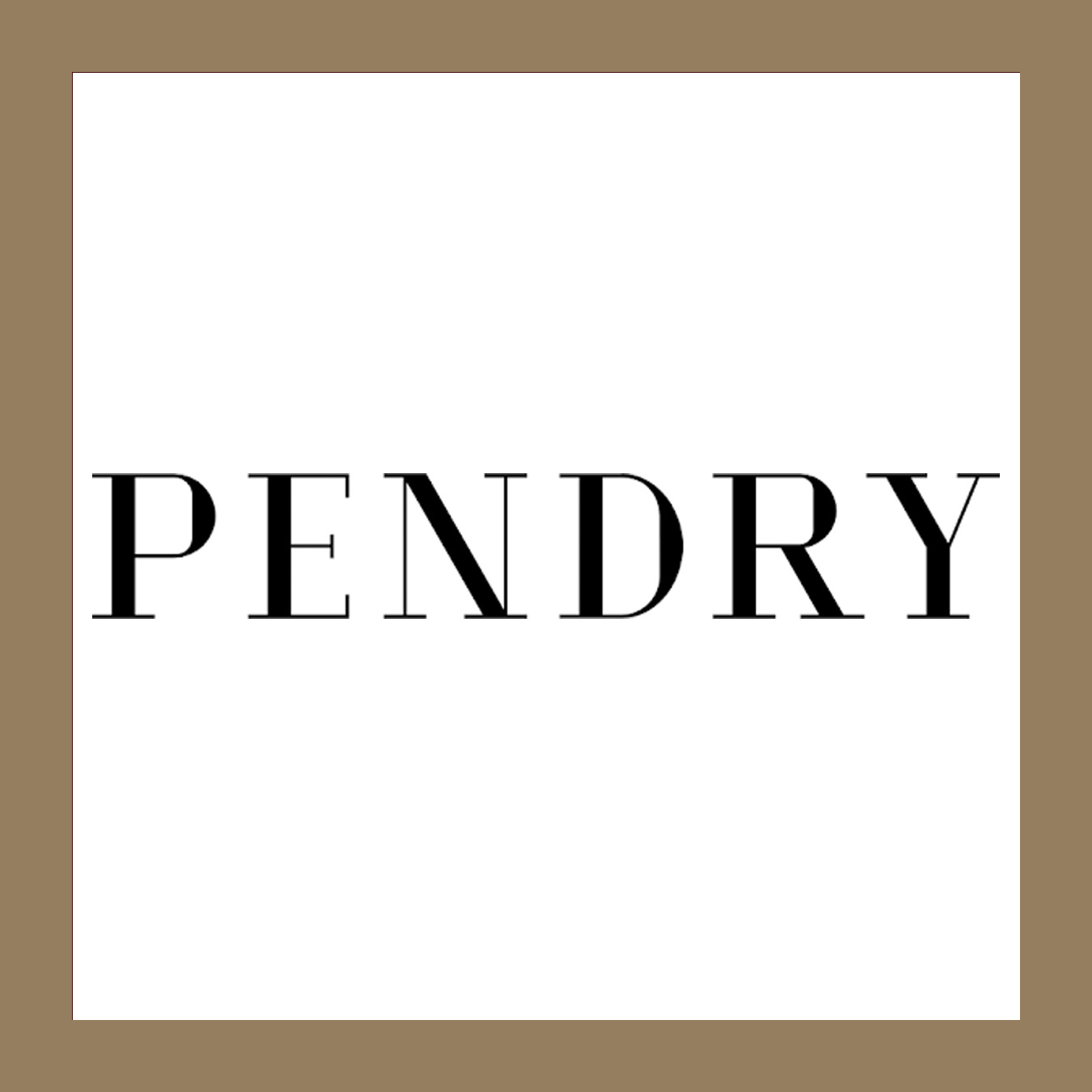 The cover of a book titled "PENDRY" with large black letters on a white background, framed by a brown border.