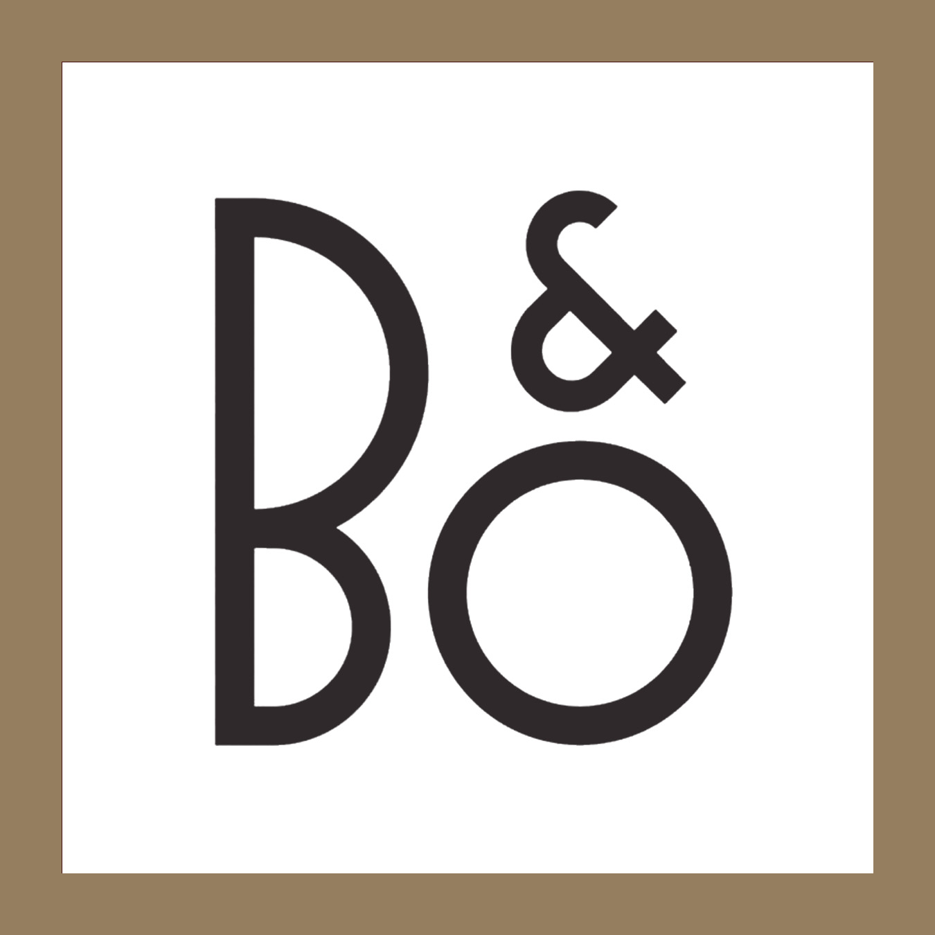 Black text on white background reading 'B & D O', surrounded by a brown border.