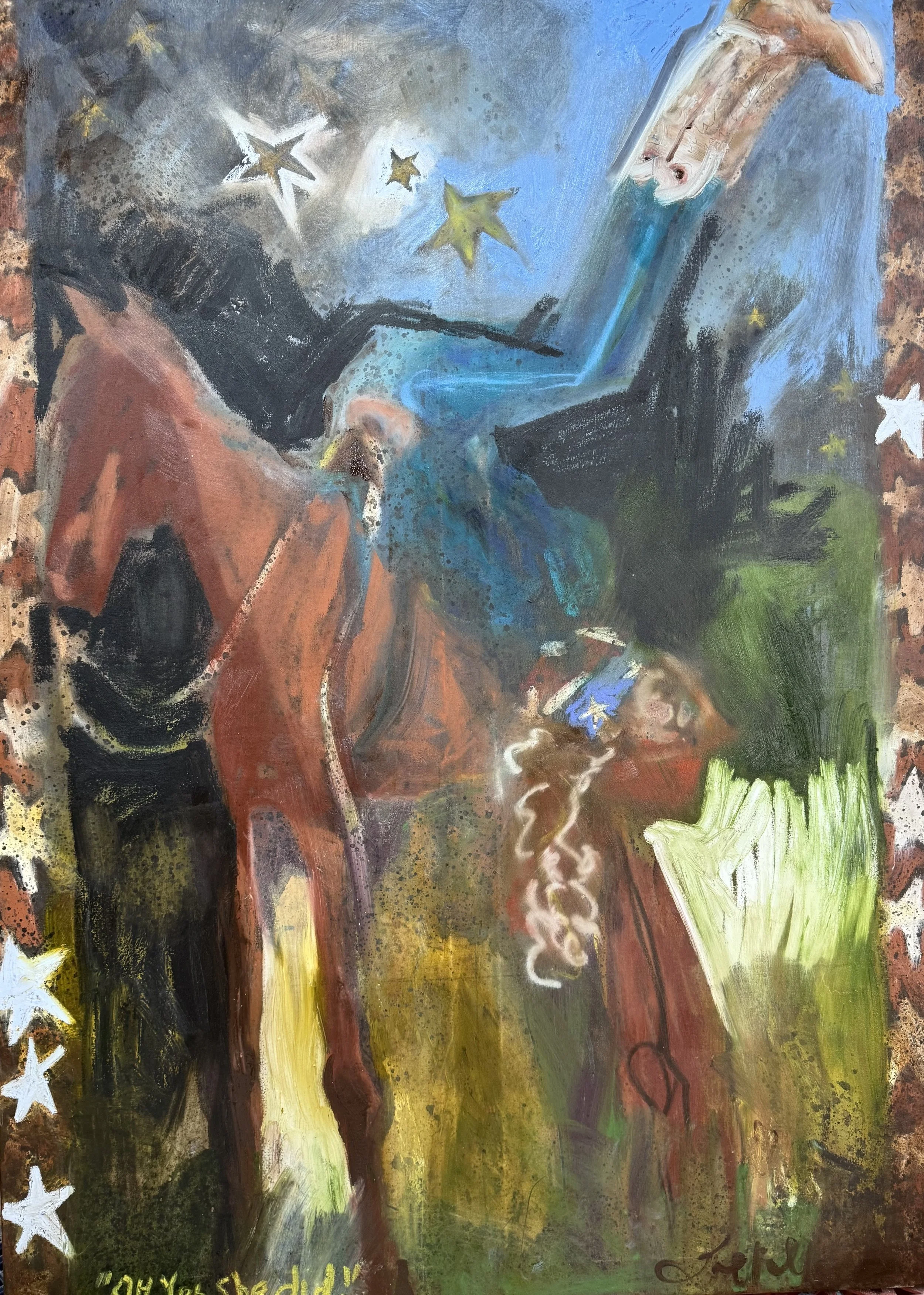 Oh Yes She Did!   4 x 6 ft. oil on canvas 