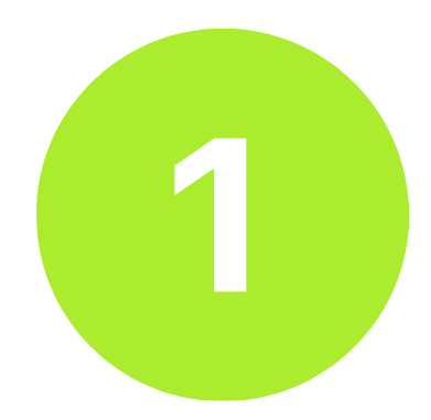 A bright green circular badge with the number one in black centered in the middle.