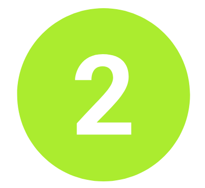 A lime green circle with the number 2 in black in the center