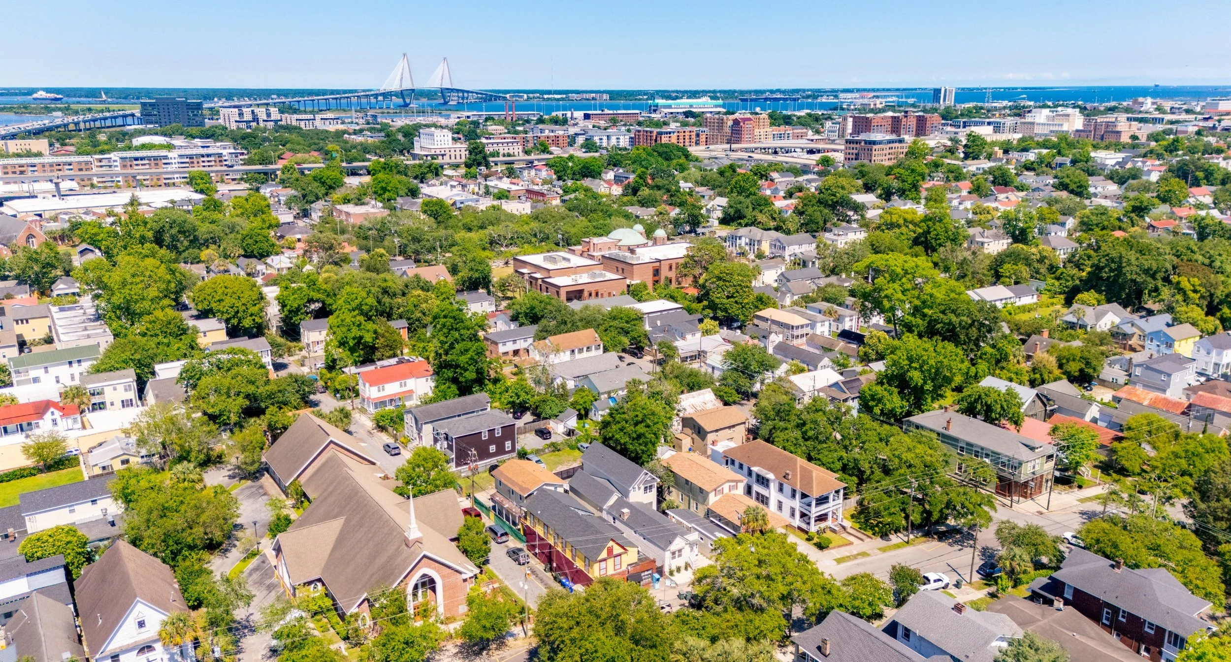 birds-eye view of Charleston SC