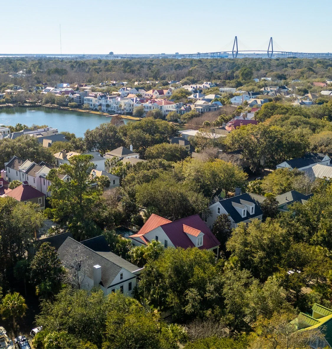 Birdseye view of Charleston SC residential neighborhood