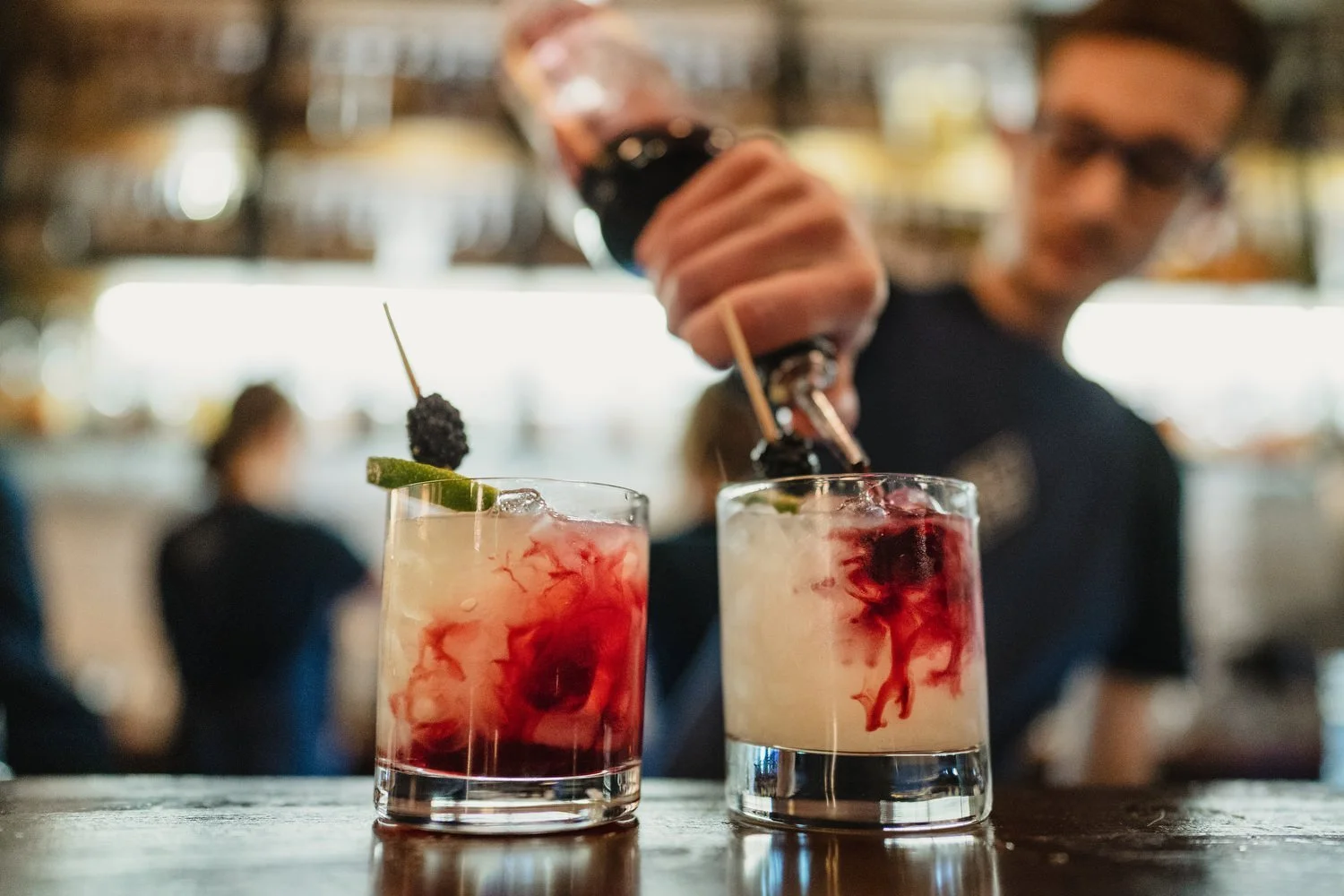 Cocktails being served at a wedding in The Muddler's Club in Belfast