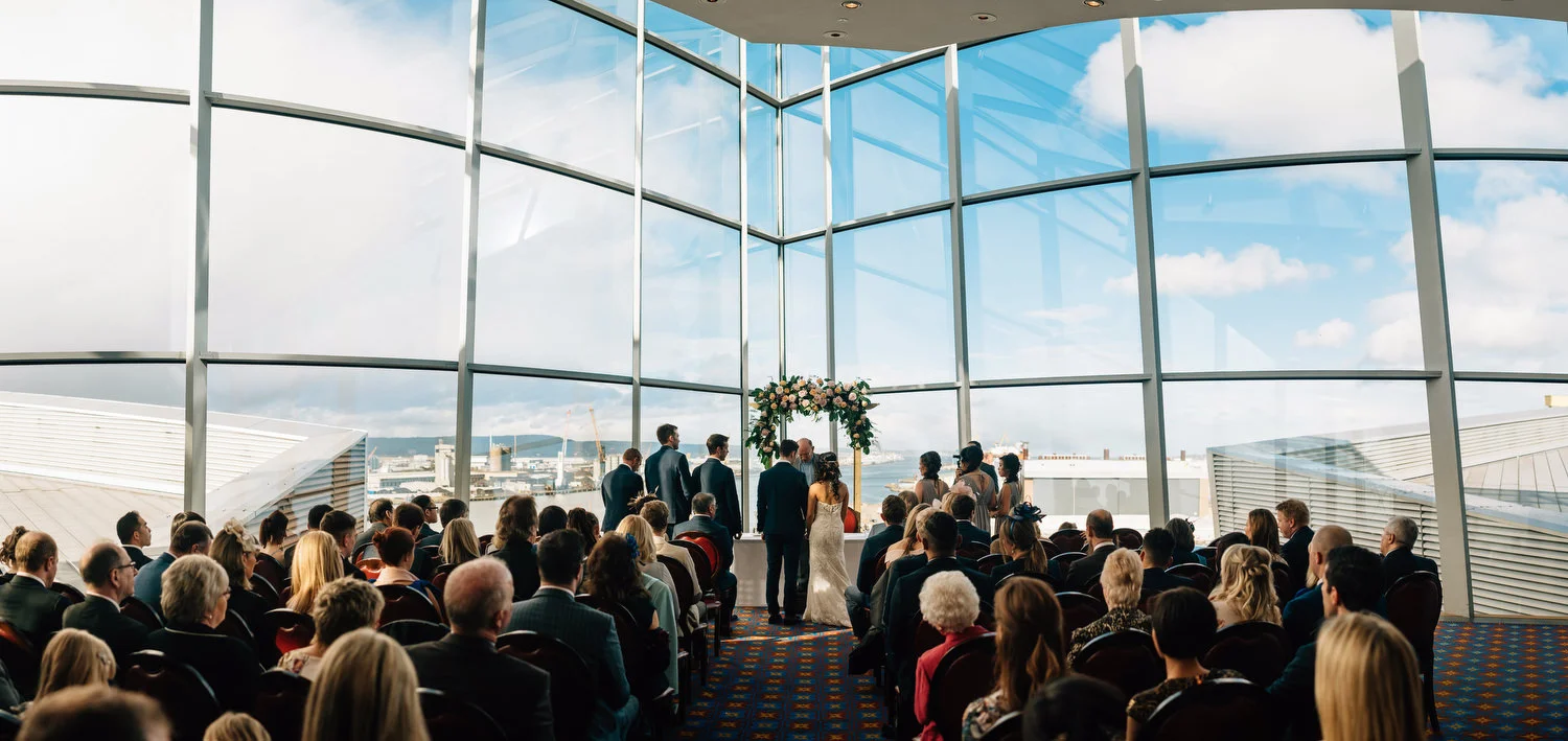 A wedding ceremony inside Belfast Titanic Museum