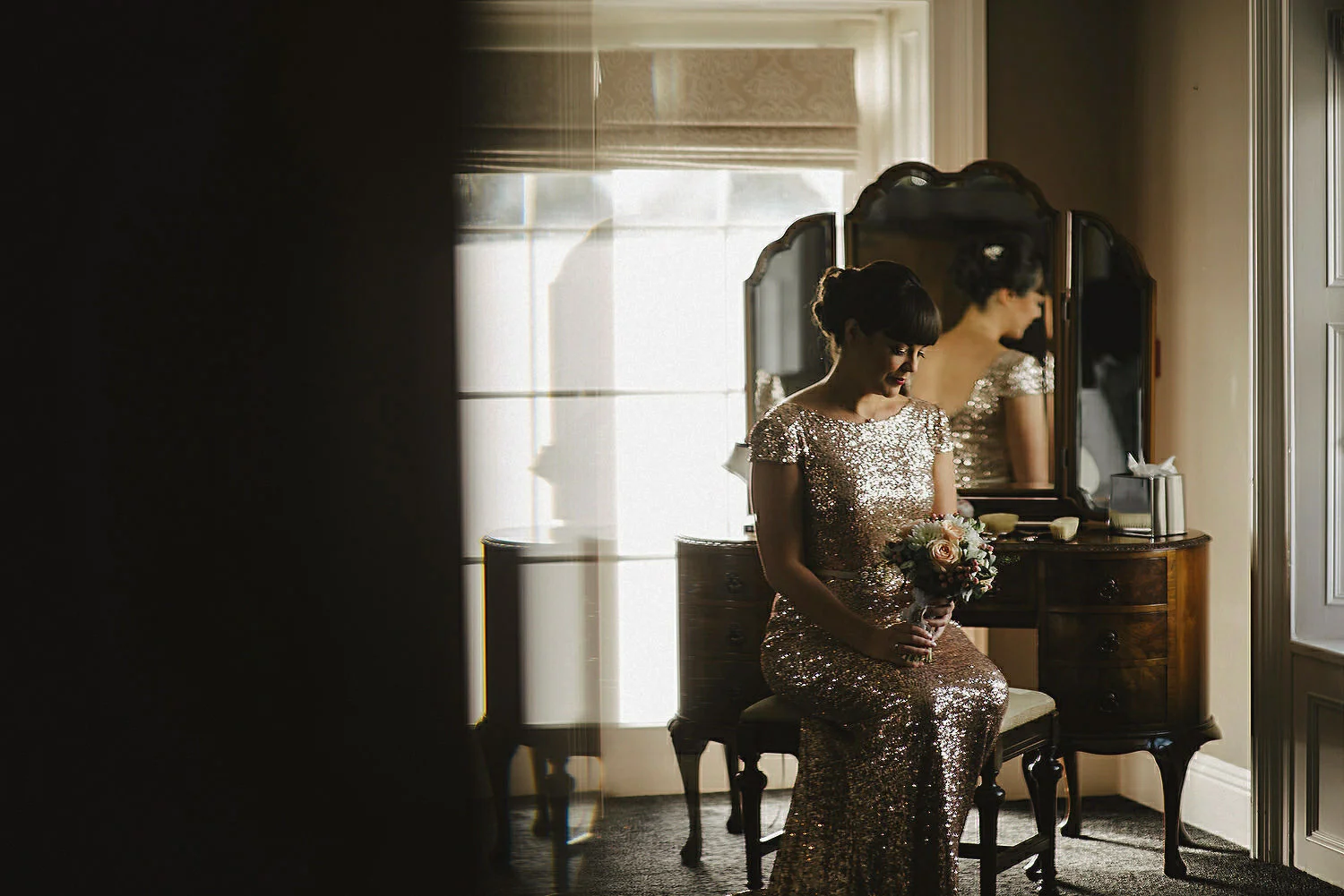  Clonabreany House Wedding, Best Irish Wedding Photographers, Dinosaur themed wedding, alternative wedding dress, first look 