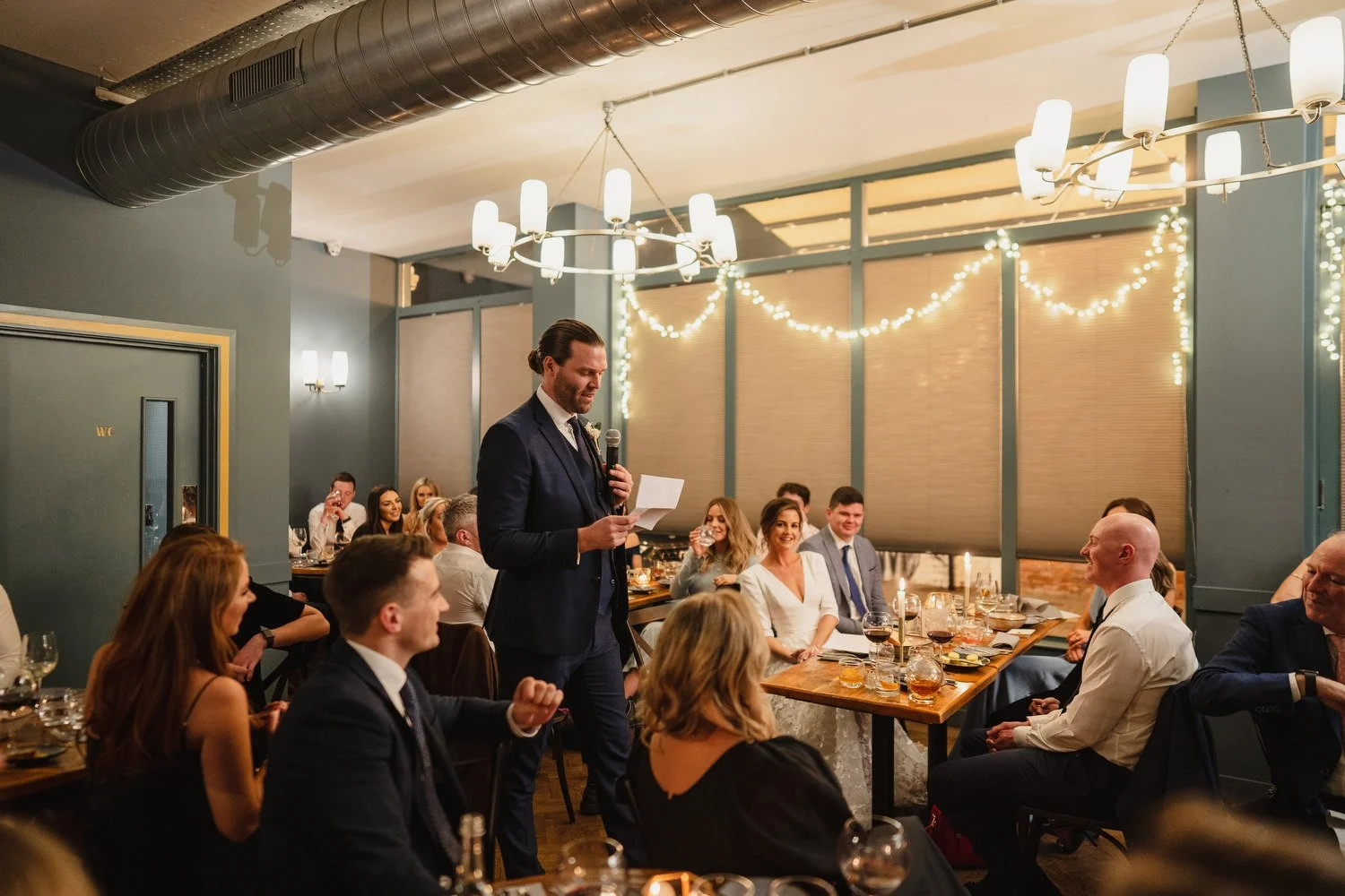  Laura and Matthews wedding in the Muddler’s Club restaurant in Belfast’s Cathedral Quarter. The couple got ready in the Hilton hotel before heading to St.Malachy’s church for their ceremony. Afterwards, we took photos around Cathedral Quarter before