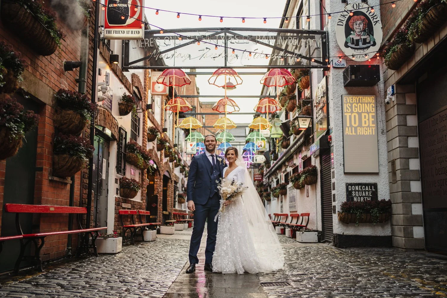  Laura and Matthews wedding in the Muddler’s Club restaurant in Belfast’s Cathedral Quarter. The couple got ready in the Hilton hotel before heading to St.Malachy’s church for their ceremony. Afterwards, we took photos around Cathedral Quarter before